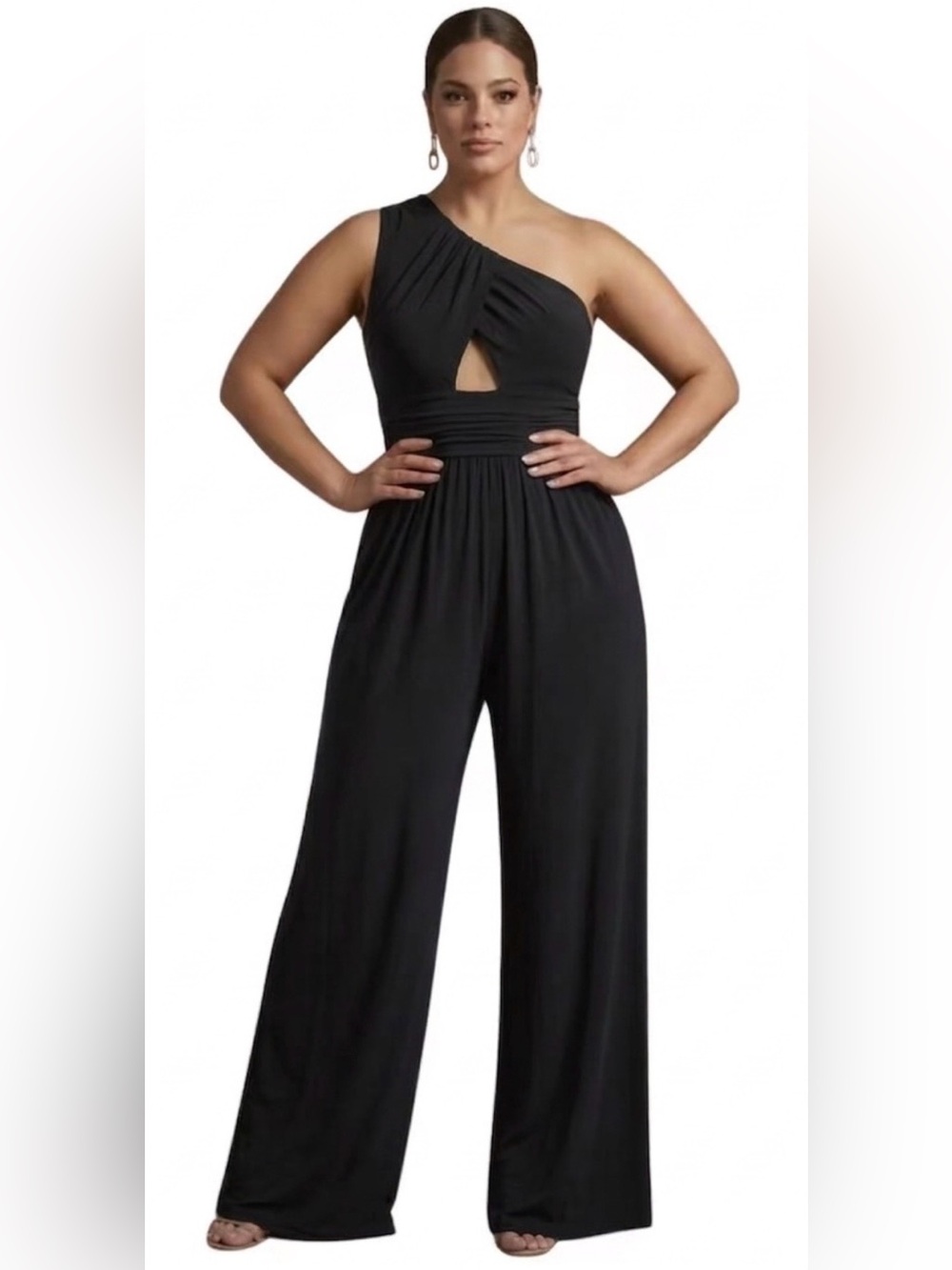 RACHEL ZOE ONE SHOULDER BLACK JUMPSUIT- Sz 8